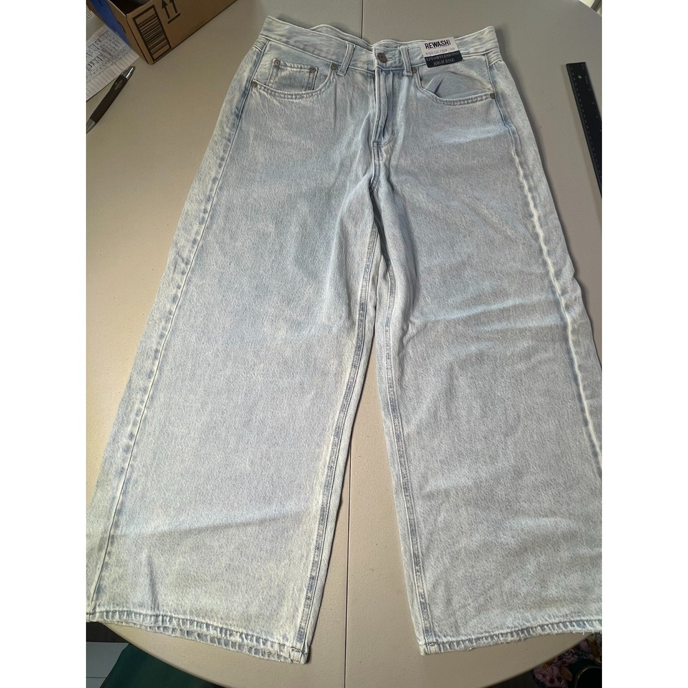Rewash Womens 9/29 High Rise Wide Leg Crop Jeans Light Wash Denim 9 30x24